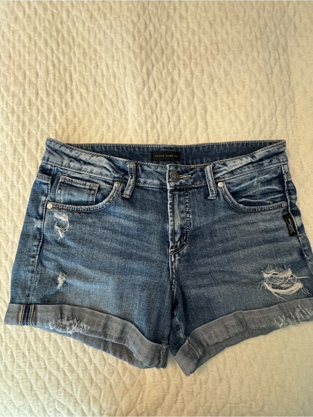Silver Jeans Distressed Denim Shorts - Boyfriend Short